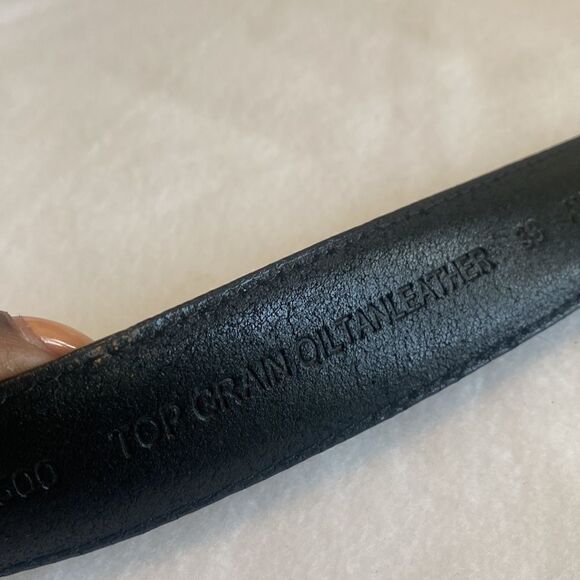 AML 3000 Top Grain Oil Tan Leather Black Golf Belt 36 - Picture 6 of 7